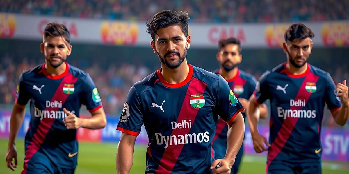 Delhi Dynamos FC Player Models Delhi Dynamos FC player models showing accurate likenesses and team kits during a match